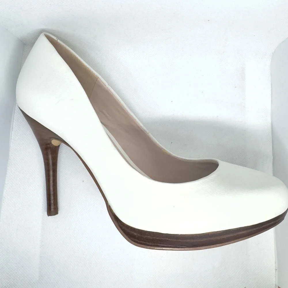 Nine West Women's Classic White Heels Pumps Platform - Picture 3 of 7